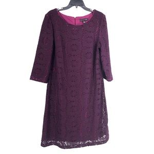 Madison Leigh Crochet Knit Shift Dress Purple 16